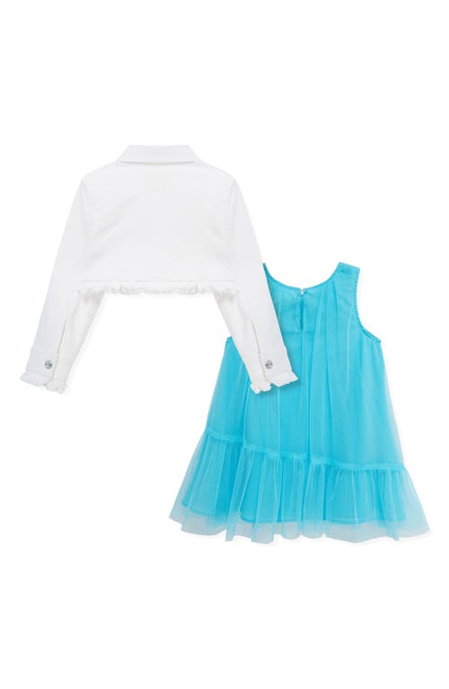 Peek Aren't You Curious Kids' Organza Dress With Denim Jacket In Teal