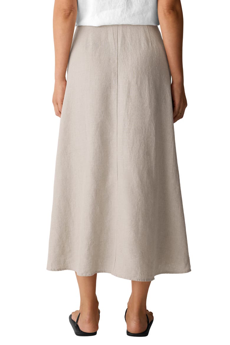 A-Line Organic Linen Midi Skirt, Alternate, color, UNDYED NATURAL