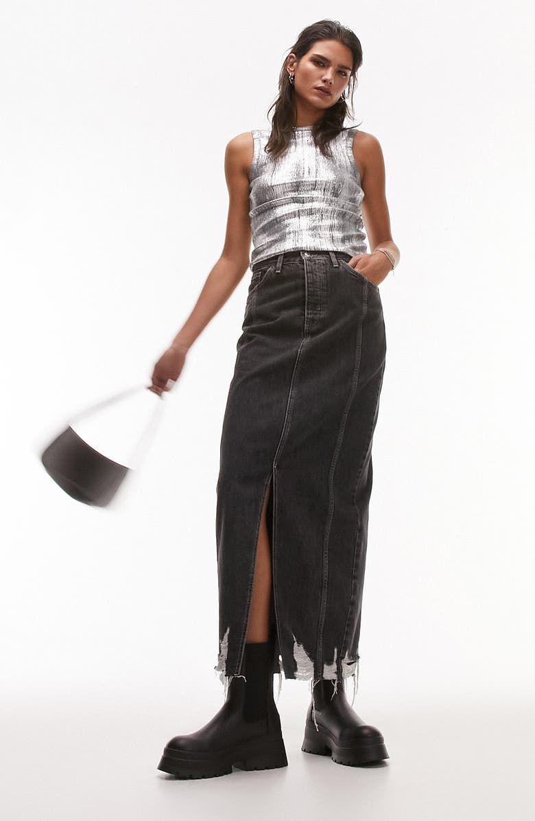 Topshop Metallic Tank Top, Alternate, color, 