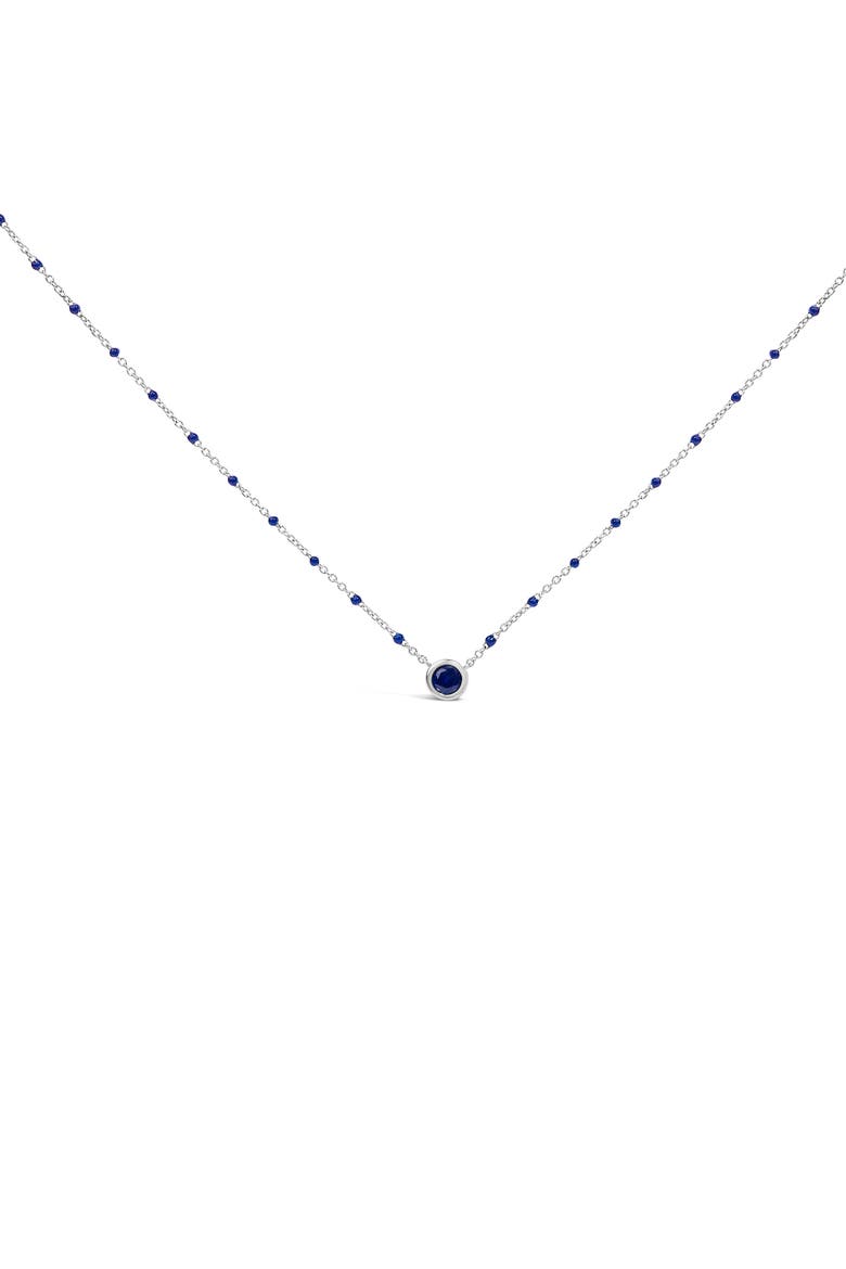 Sterling Silver Created Sapphire Bead Chain Necklace 18 Inch, Main, color, Silver