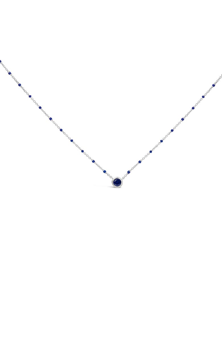 Haus of Brilliance Sterling Silver Created Sapphire Bead Chain Necklace 18 Inch, Main, color, Silver
