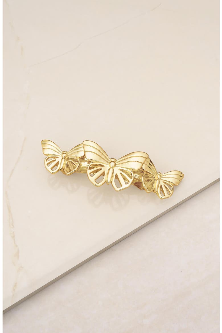 Butterfly Barrette, Alternate, color, GOLD