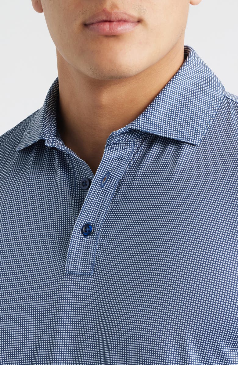 Johnston & Murphy XC+<sup>™</sup> Ace Micropattern Performance Golf Polo, Alternate, color, Navy/ White Gingham