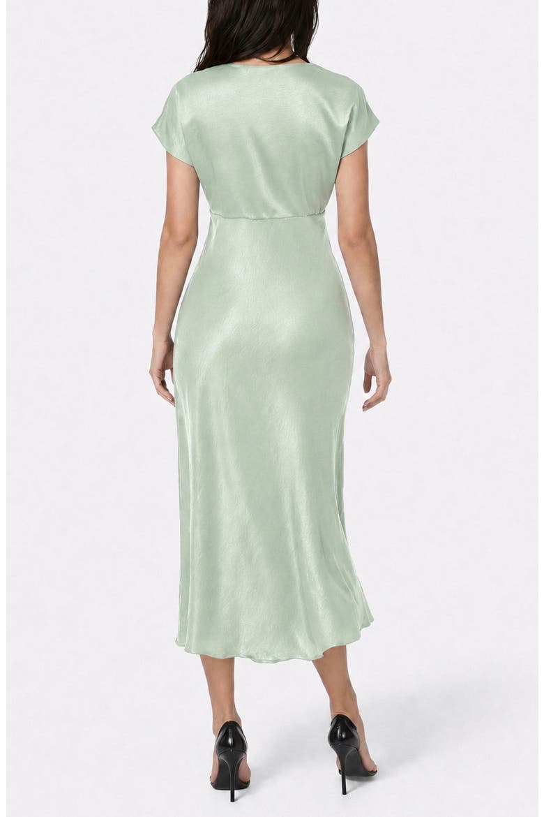 Crepe Satin V-Neck Maxi Dress, Alternate, color, SAGE
