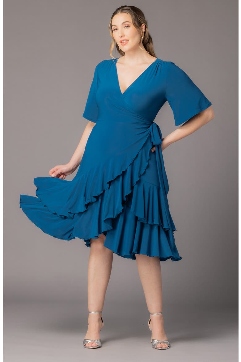 Miranda Wrap Dress, Alternate, color, AEGEAN BLUE