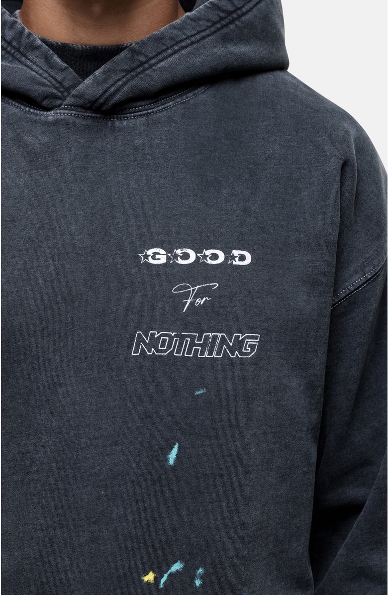 Good For Nothing Nevada Black Paint Relaxed Hoodie, Alternate, color, Black