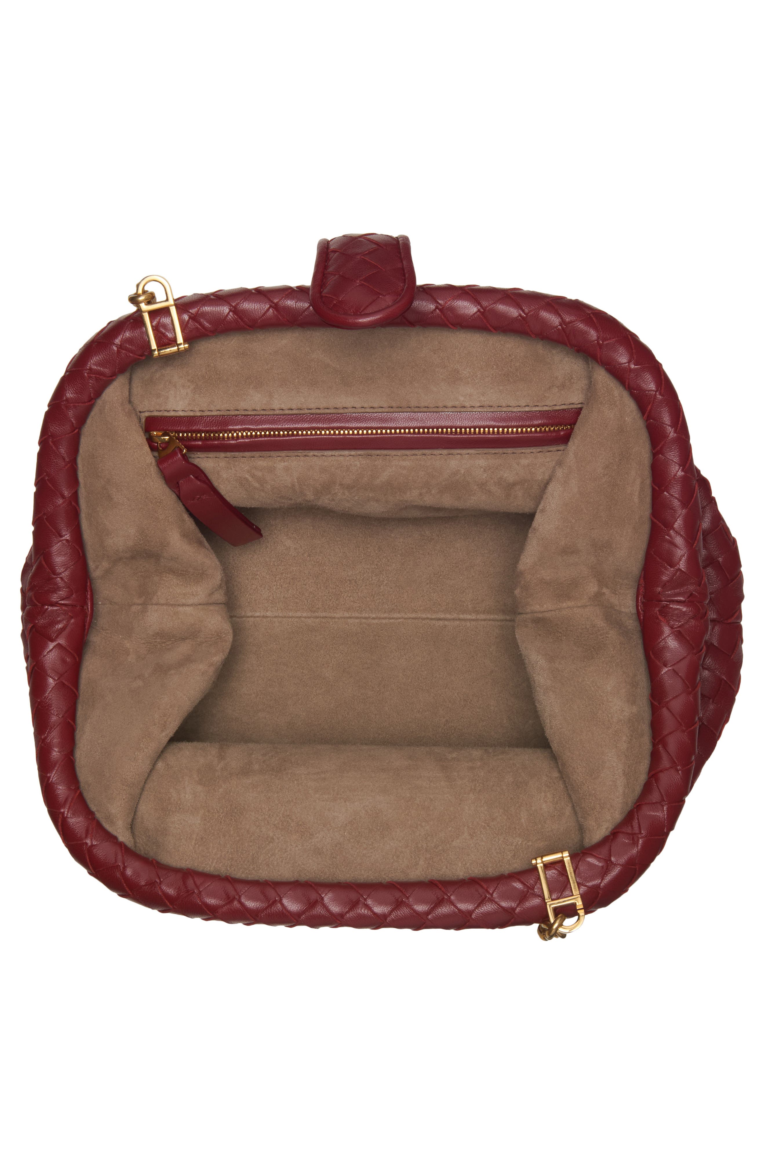 Bottega Veneta The Lauren 1980 Intrecciato Leather Clutch, Alternate, color, 6569 Lava Red-Brass V