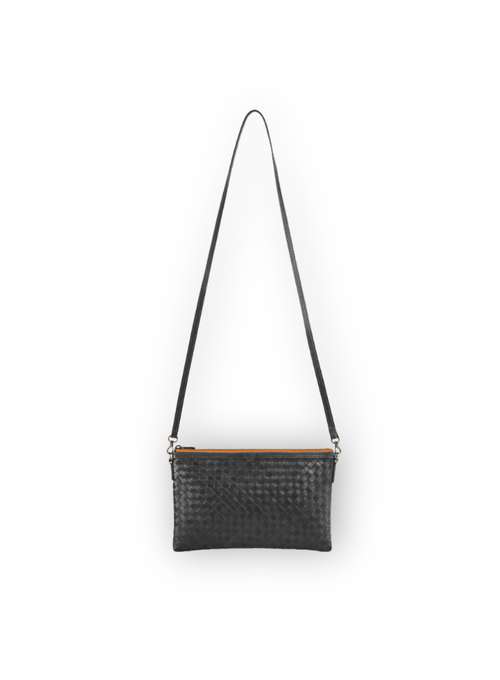 Deux Mains Woven Crossbody Bag In Black