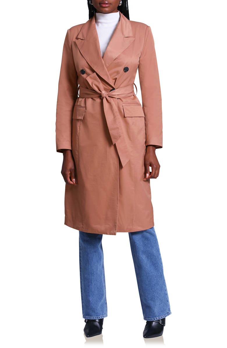 Avec Les Filles Stretch Cotton Blend Belted Trench Coat, Alternate, color,