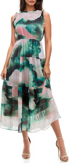 Chiffon Tiered Midi Dress