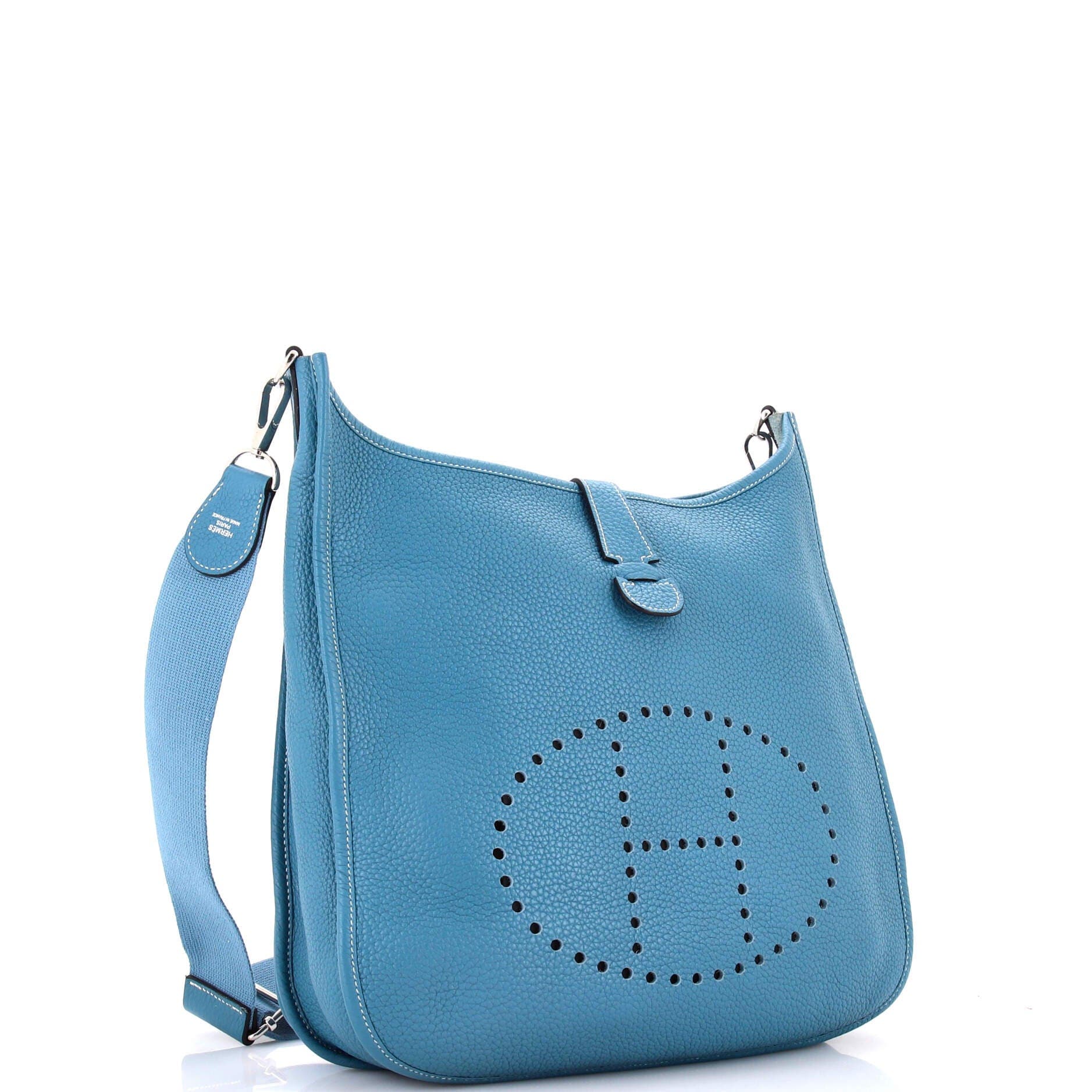 Pre-Owned Hermes Evelyne Bag Gen III Clemence GM, Alternate, color, Bleu Jean