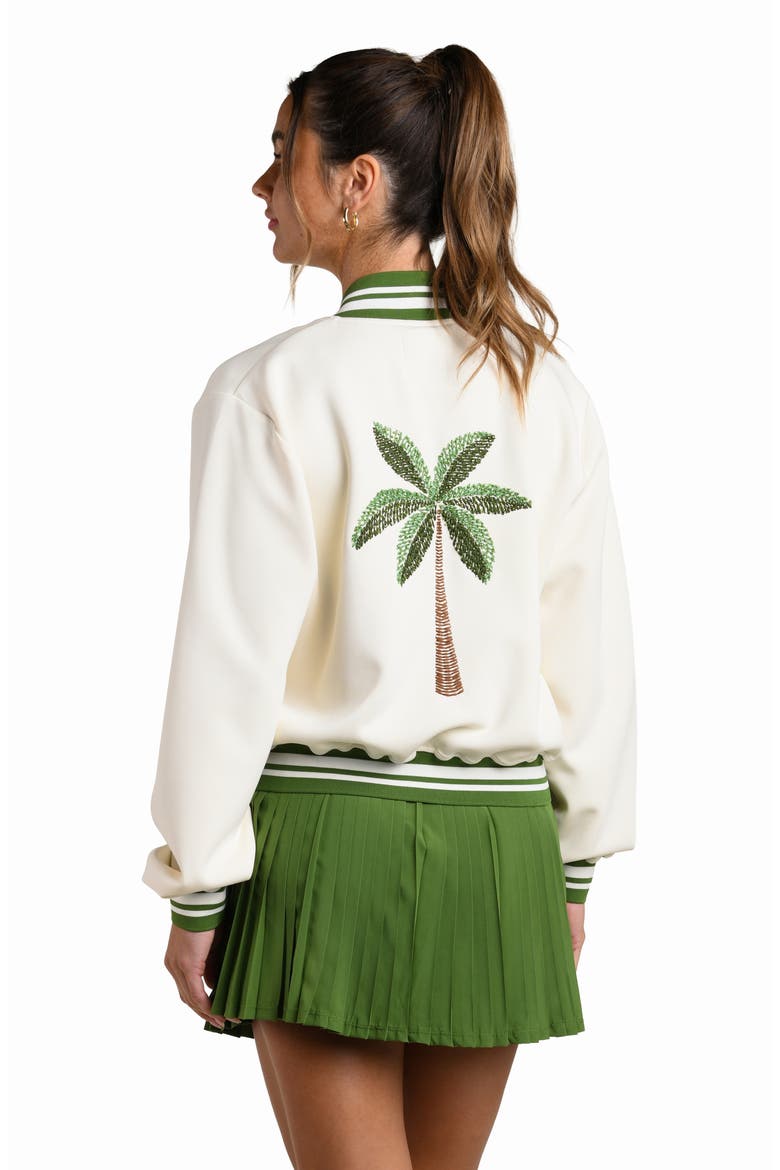 Palm Embroidered Bomber Jacket, Alternate, color, CHALK