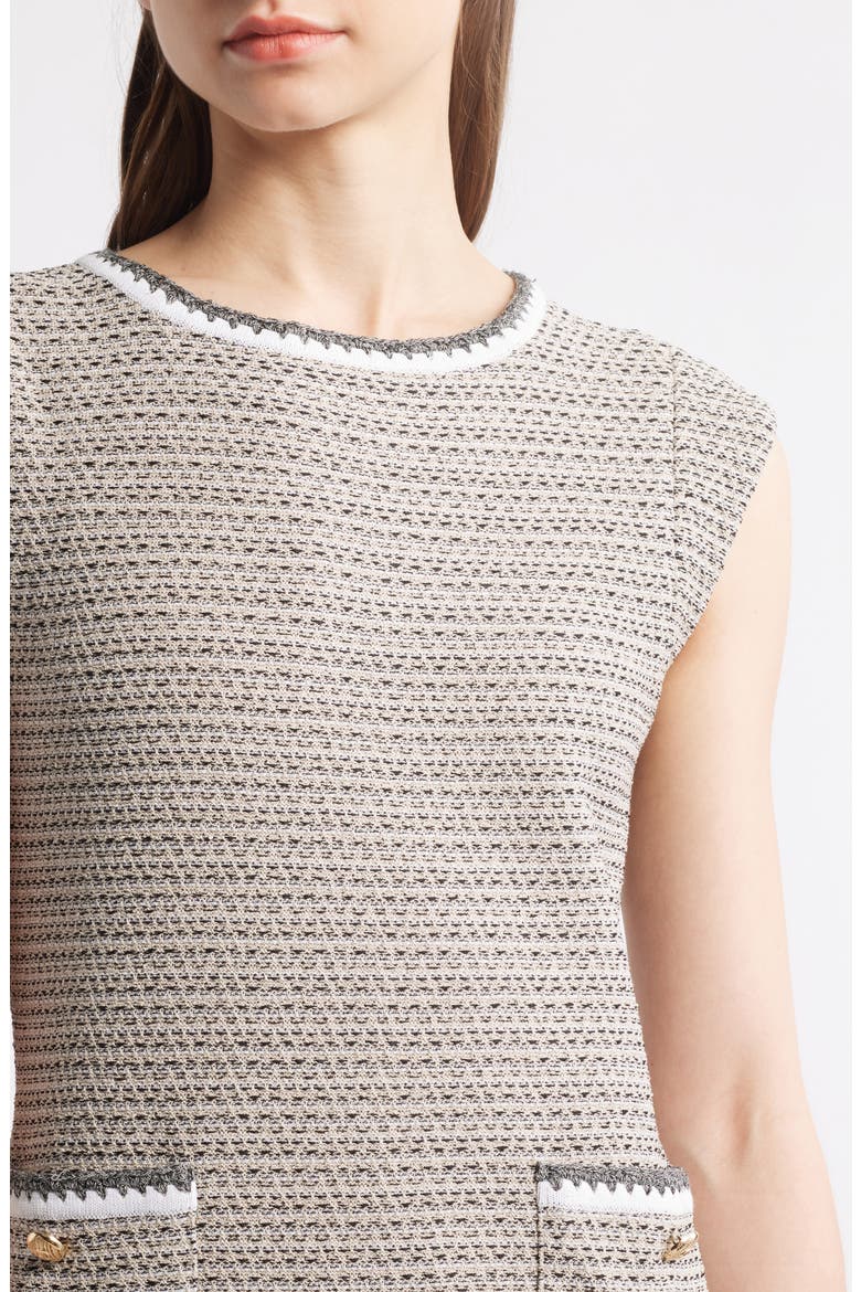 x Tanya Foster Knit Tweed Sheath Dress, Alternate, color, LIMESTONE/ WHITE/ BLACK