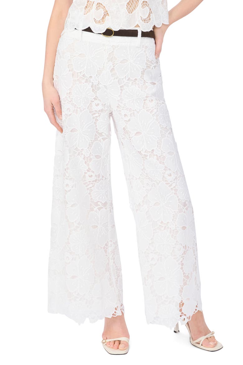 Floral Lace Wide Leg Pants, Main, color, ULTRA WHITE