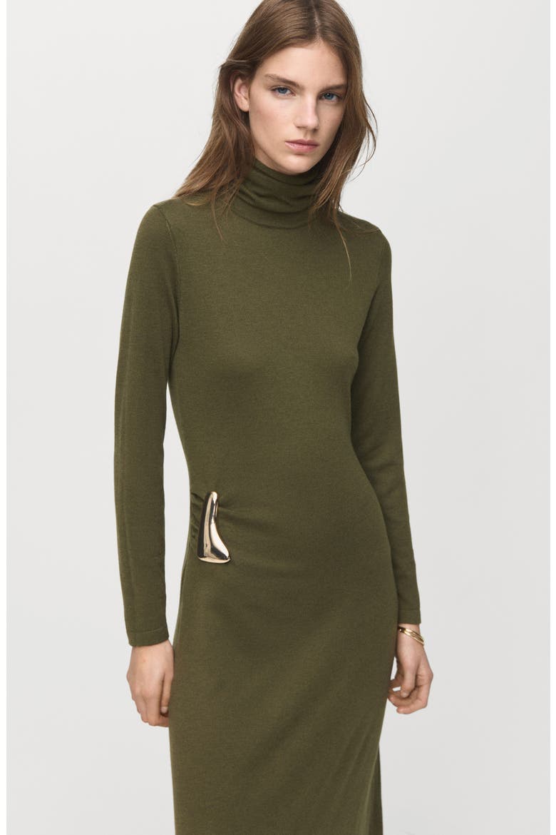 Turtleneck Long Sleeve Knit Dress, Alternate, color, KHAKI GREEN