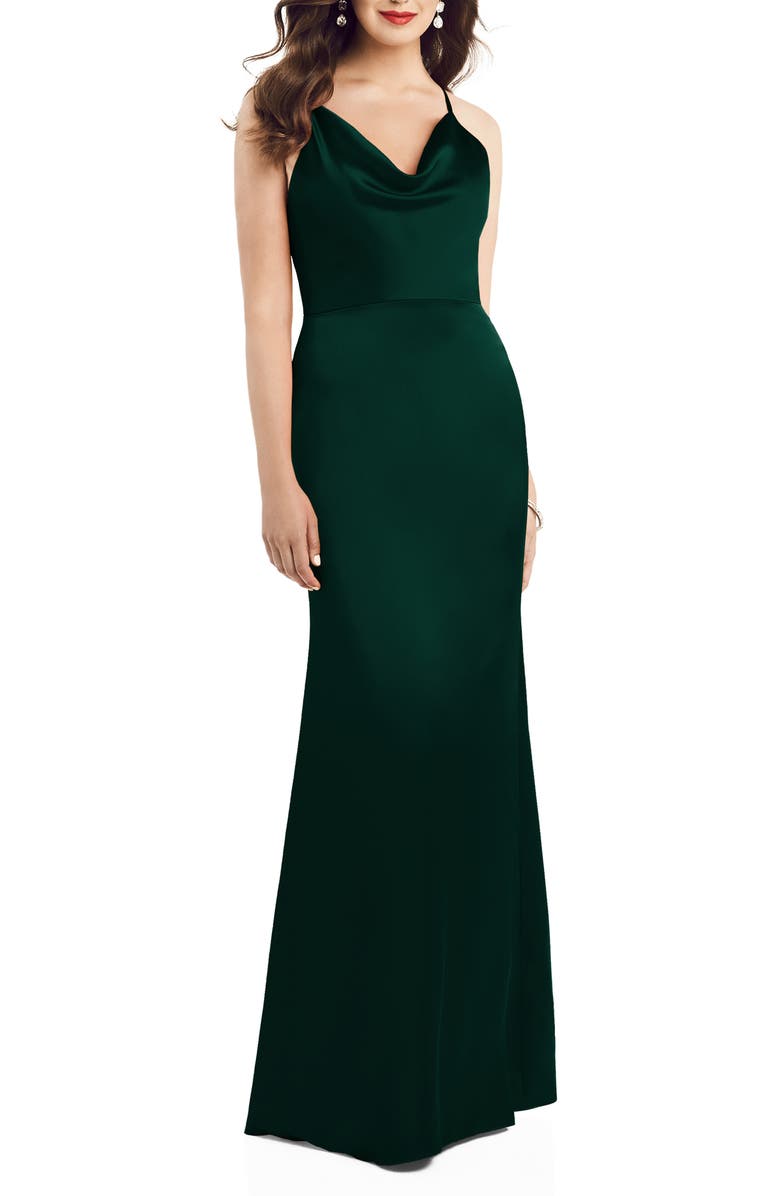 Dessy Collection Dessy Colleciton Cowl Neck Charmeuse Trumpet Gown, Main, color,