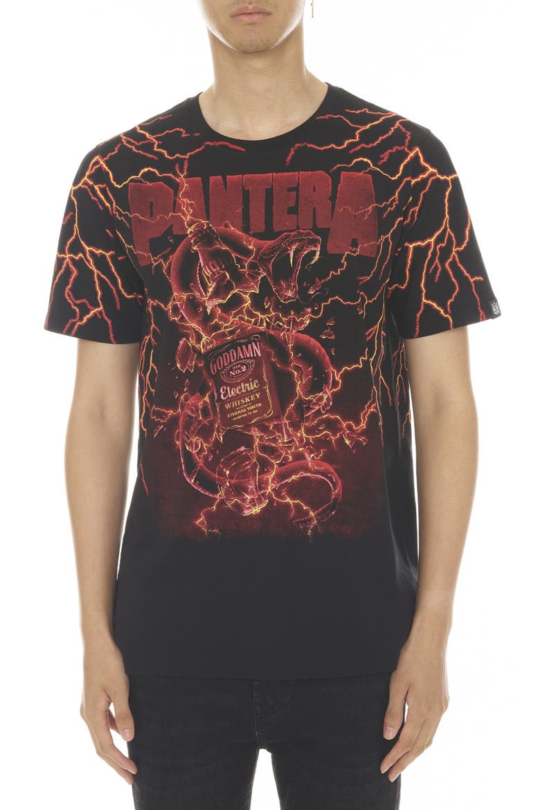 Pantera Whiskey Cotton Graphic Tee, Main, color, BLACK