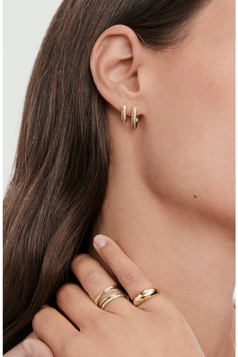 Modern Textured Hoop Earrings, Alternate, color, 18k Gold Vermeil