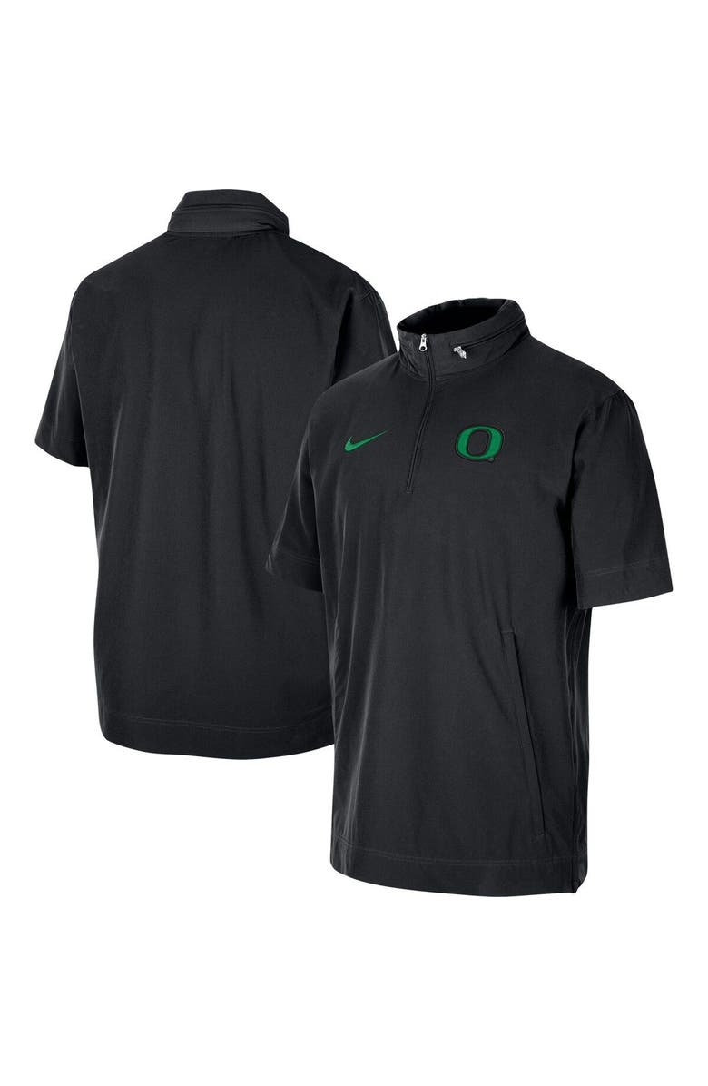 Nike Men's Nike Black Oregon Ducks Coaches Half-Zip Short Sleeve Jacket, Main, color, 