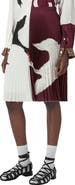 Burberry Rersby Swan Print Colorblock Pleated Skirt