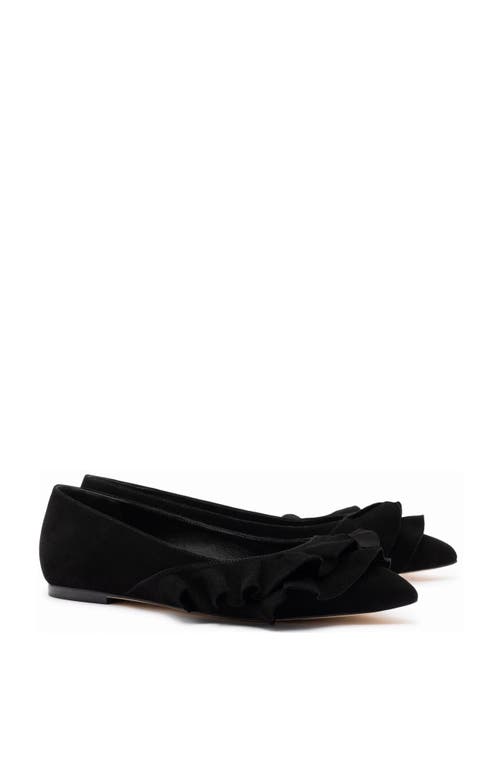 Larroude Larroudé Lee Ruffle Flat In Black