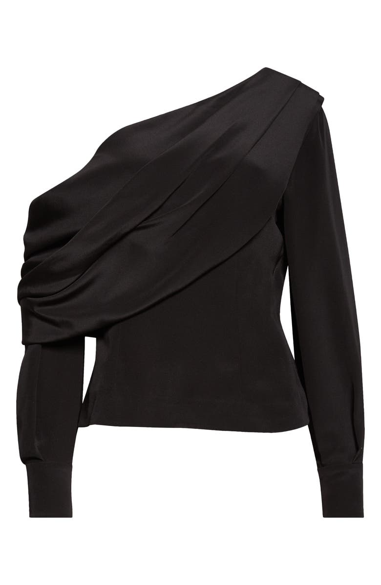 Emilia Wickstead Alida One-Shoulder Silk Crêpe de Chine Top, Main, color, Black