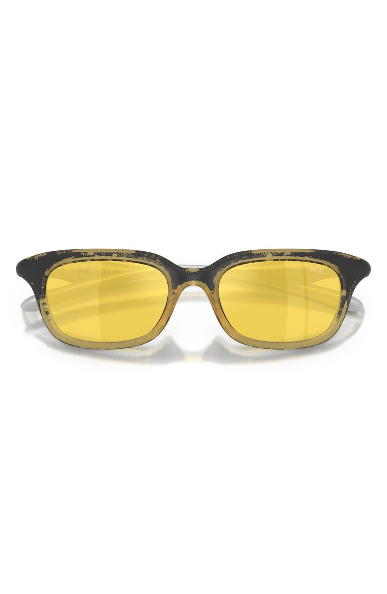DIESEL<sup
®</sup
 DL3013U 50mm Mirrored Square Sunglasses, Alternate, color, Yellow Barreling Metallic