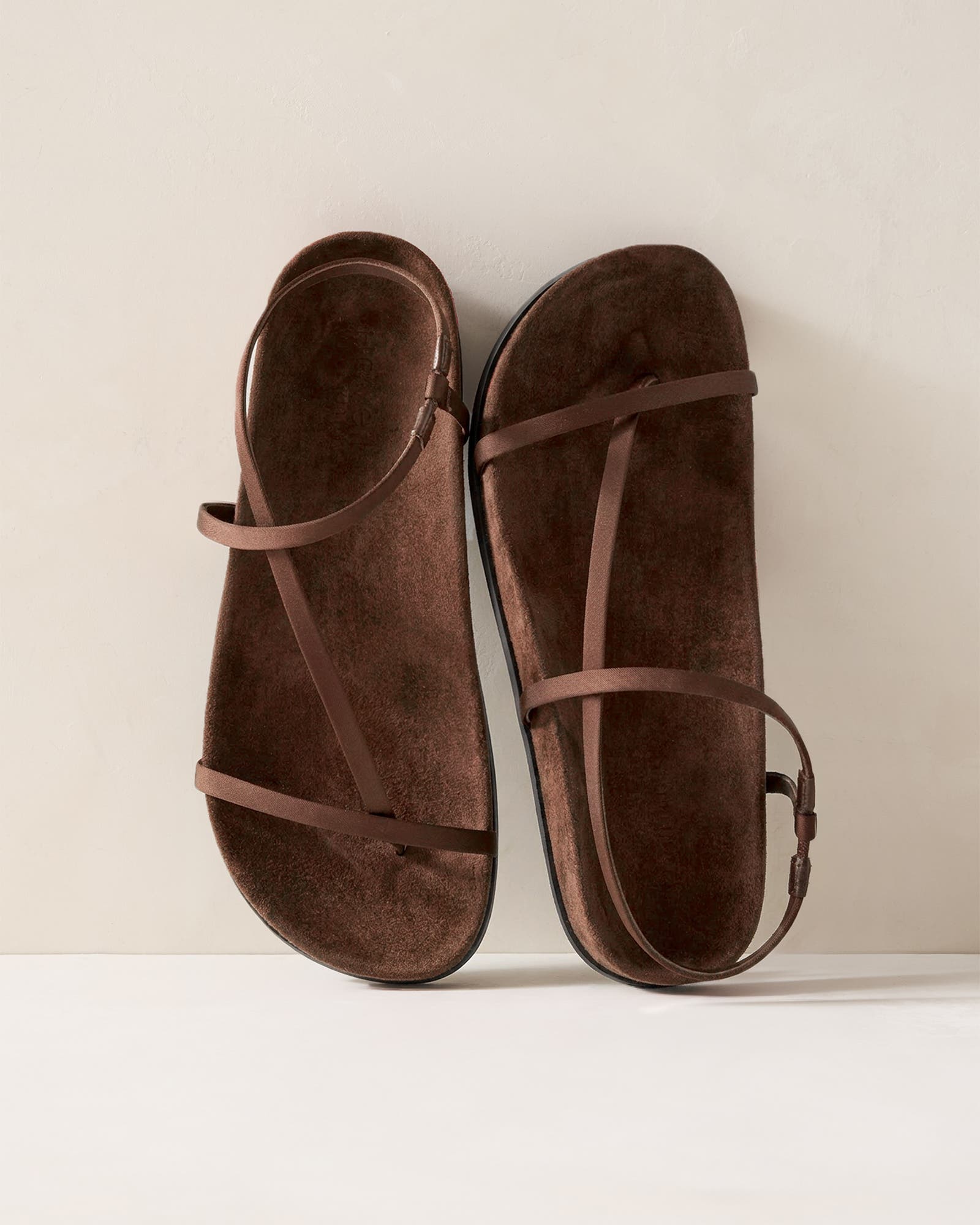 Satin Strappy Wrap Around Sandals, Main, color, Chocolate Chip