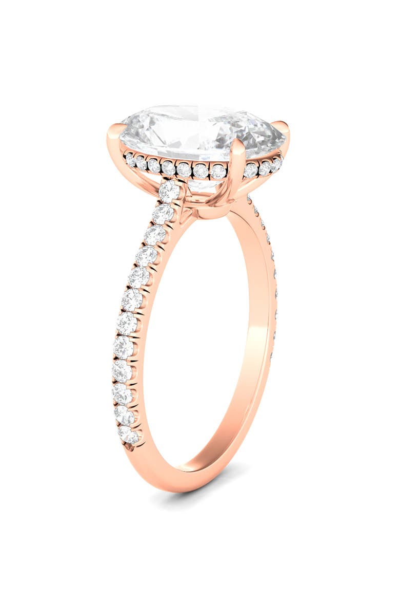 Oval Cut Pavé Lab Grown Diamond Ring, Alternate, color, 3.00 CTW 18K ROSE GOLD