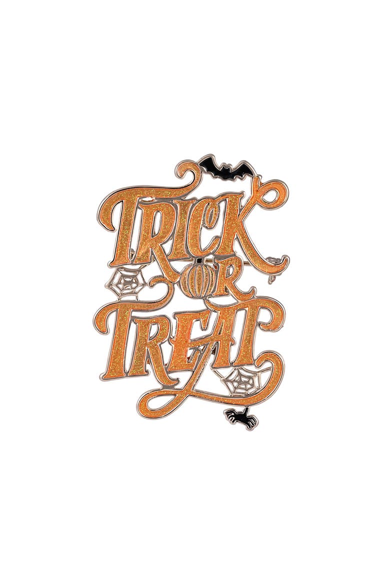 Halloween Trick or Treat Enamel Pin, Alternate, color, Orange