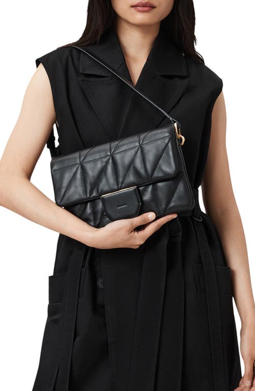 Allsaints Womens Black Jupiter Quilted-leather Cross-body Bag In Black