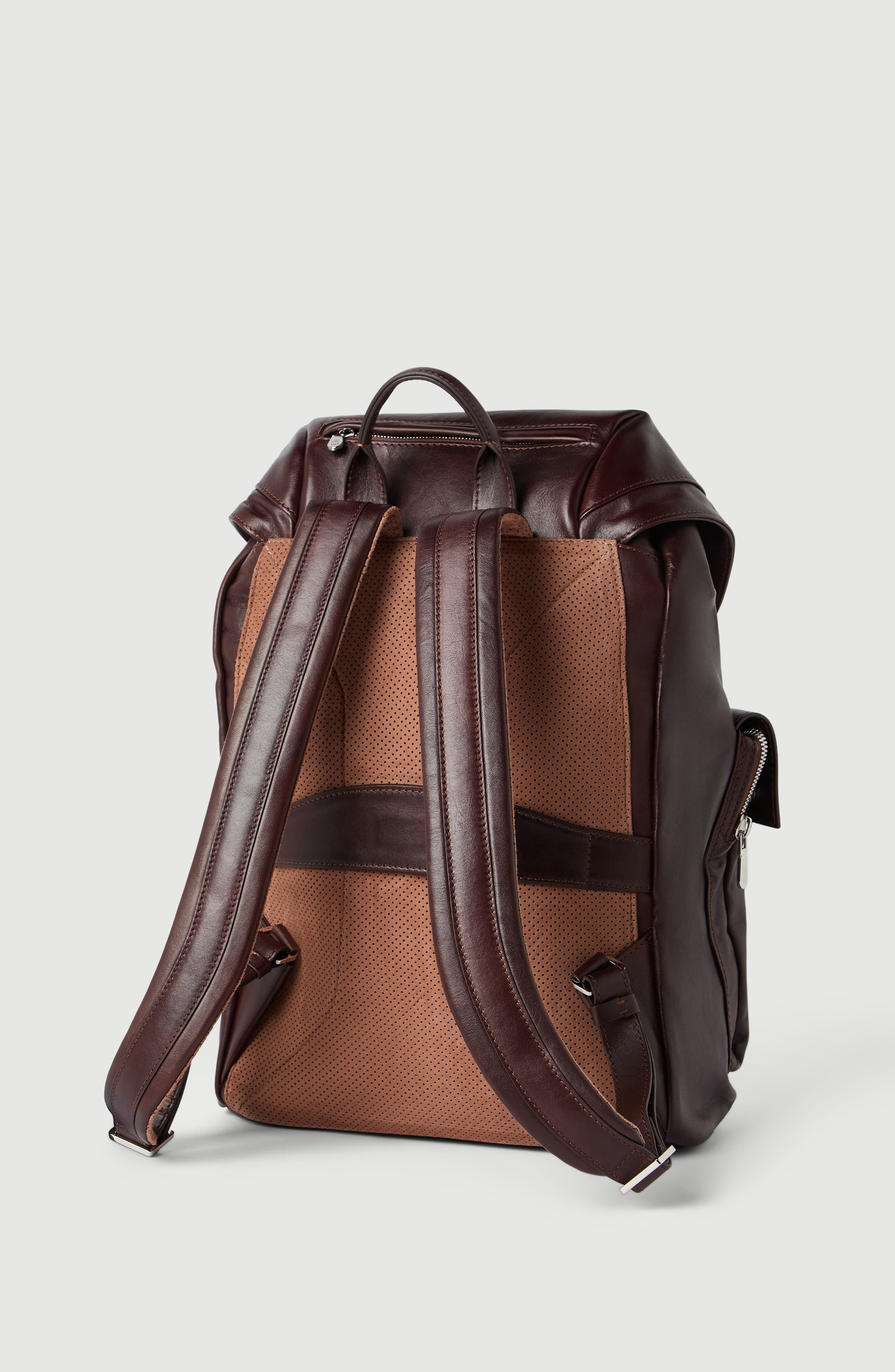 Brunello Cucinelli Calfskin leisure backpack, Alternate, color, Rust Brown