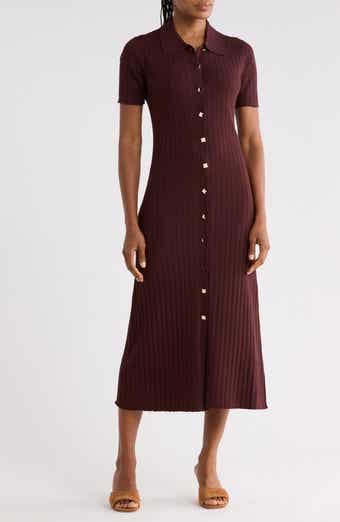 Collared Short Sleeve Sweater Dress