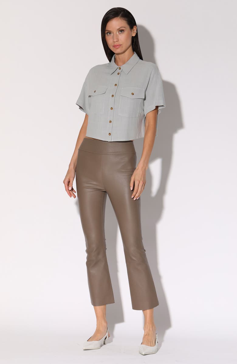 Walter Baker Luisa Leather Crop Flare Leg Pants, Alternate, color, Sand