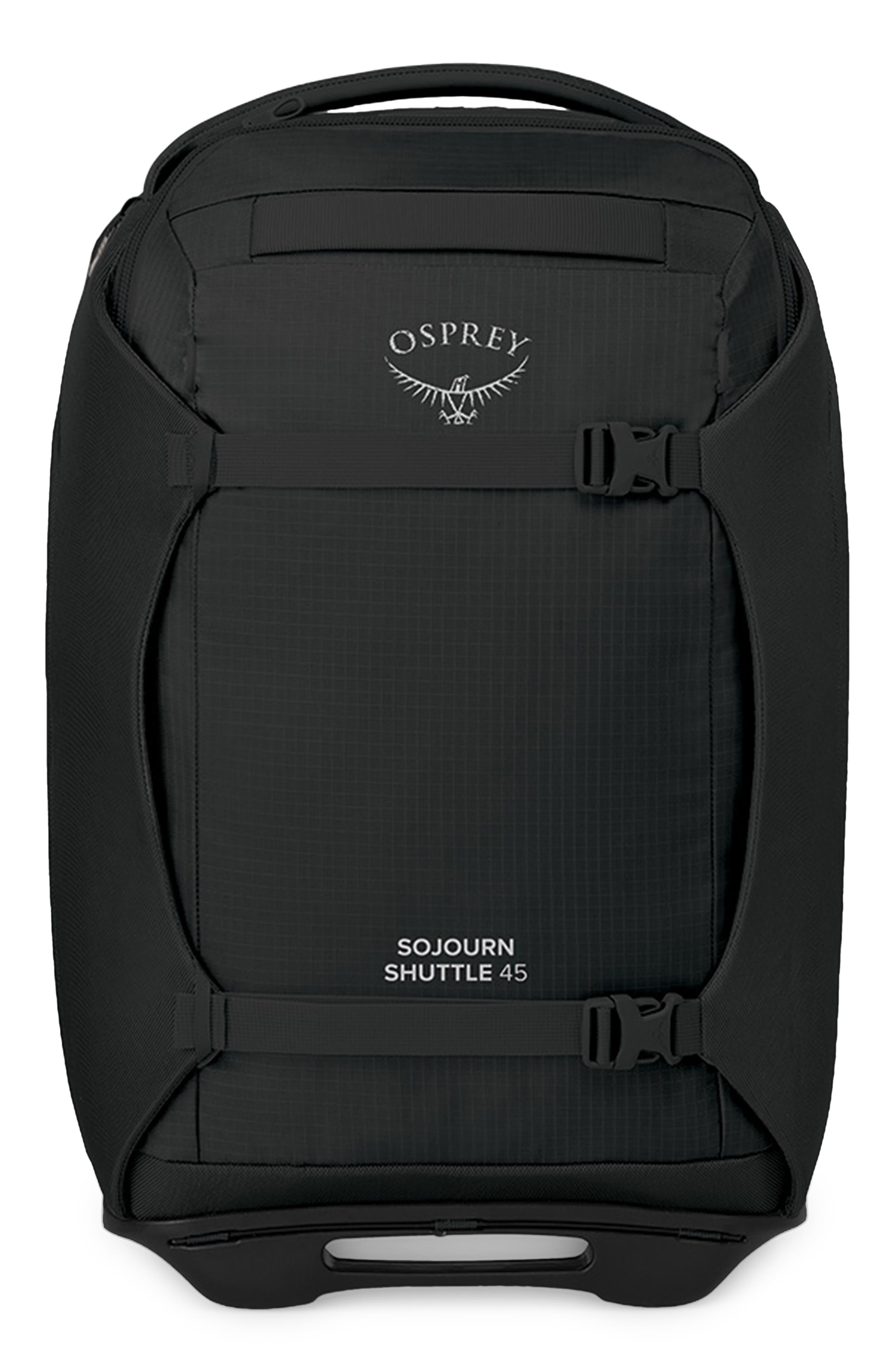Osprey Sojourn 22-Inch 45-Liter Shuttle Wheeled Recycled Nylon Duffle Bag, Alternate, color, Black