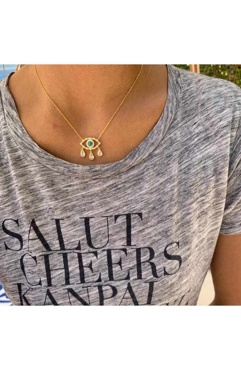 Gemma Azzurro Teardrop Turquoise Evil Eye necklace, Alternate, color, Turquoise