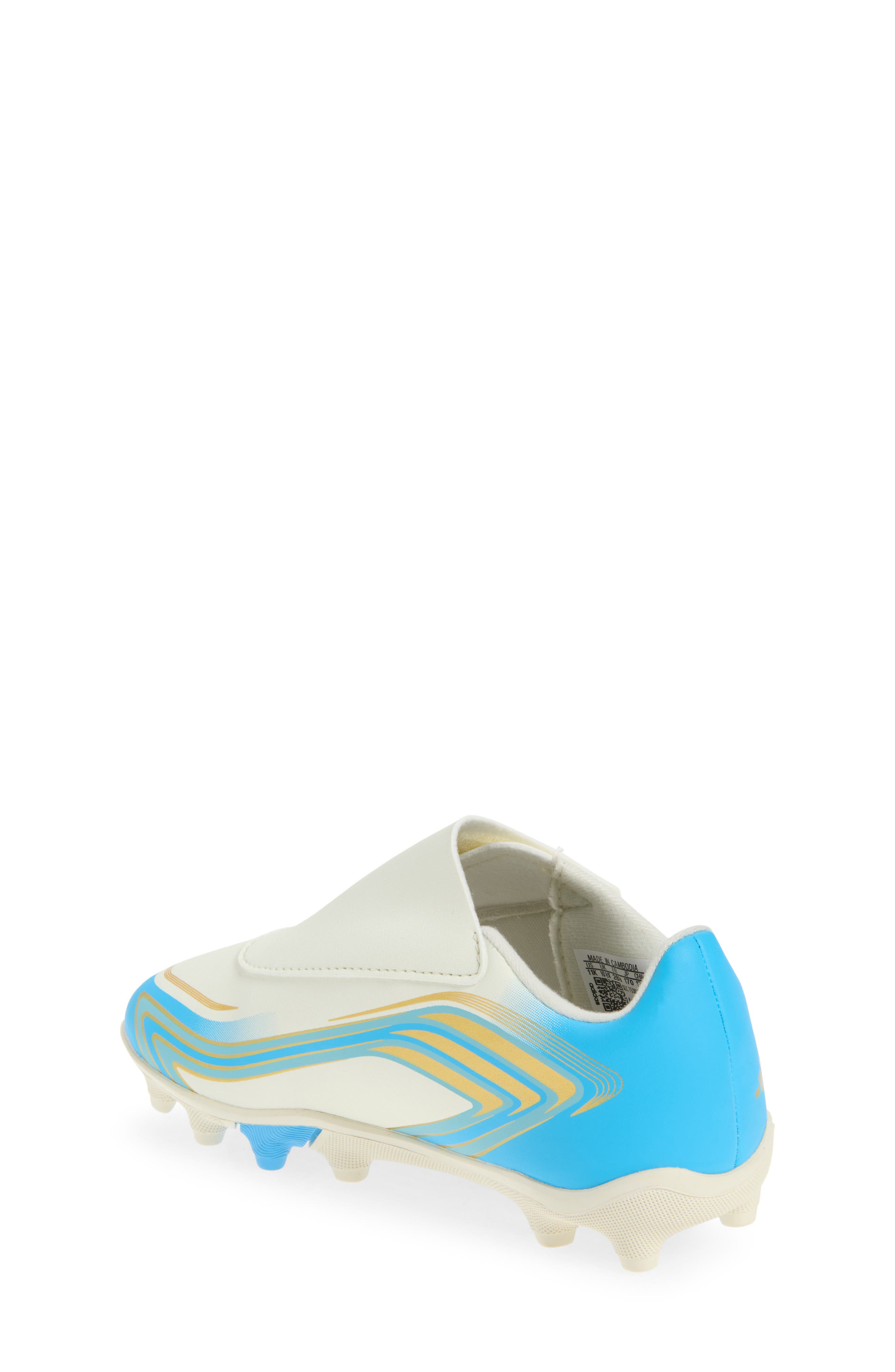 adidas Kids' F50 Messi Club Soccer Cleat, Alternate, color, Ivory/ Semi Blue/ Icey Blue