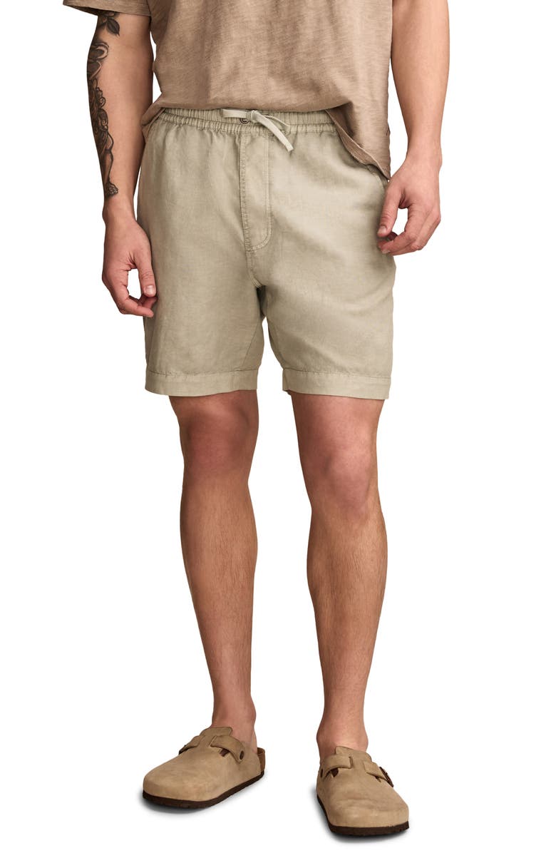 Lucky Brand 7-Inch Drawstring Waist Linen & Cotton Short, Main, color, Twill