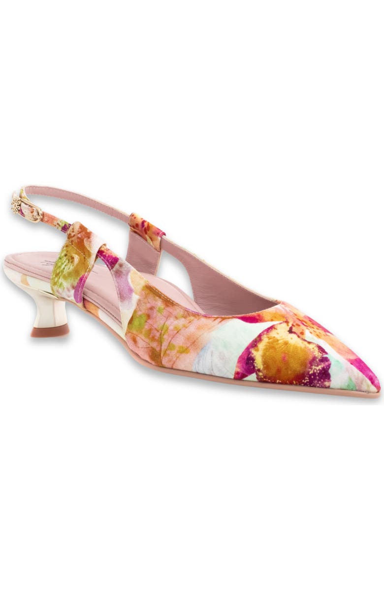 Ayelet by Naot Vida Slingback Pointed Toe Kitten Heel Pump, Main, color, Pink Floral Print