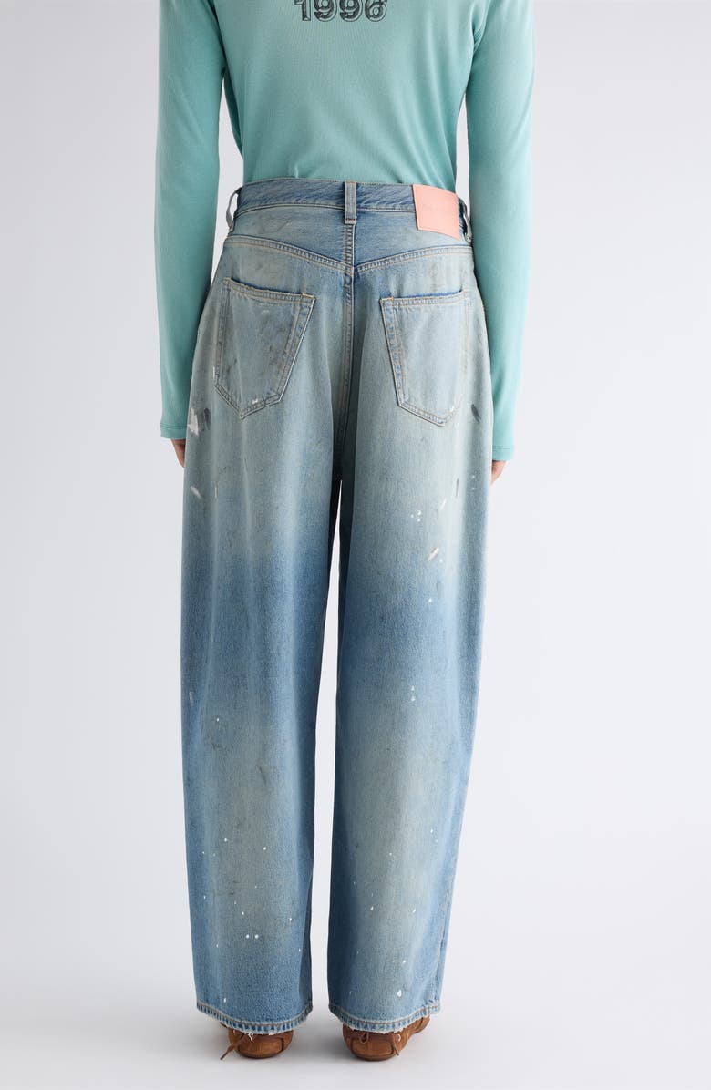 Acne Studios 2023 U Trafalgar Paint Splattered Straight Leg Jeans, Alternate, color, Light Blue