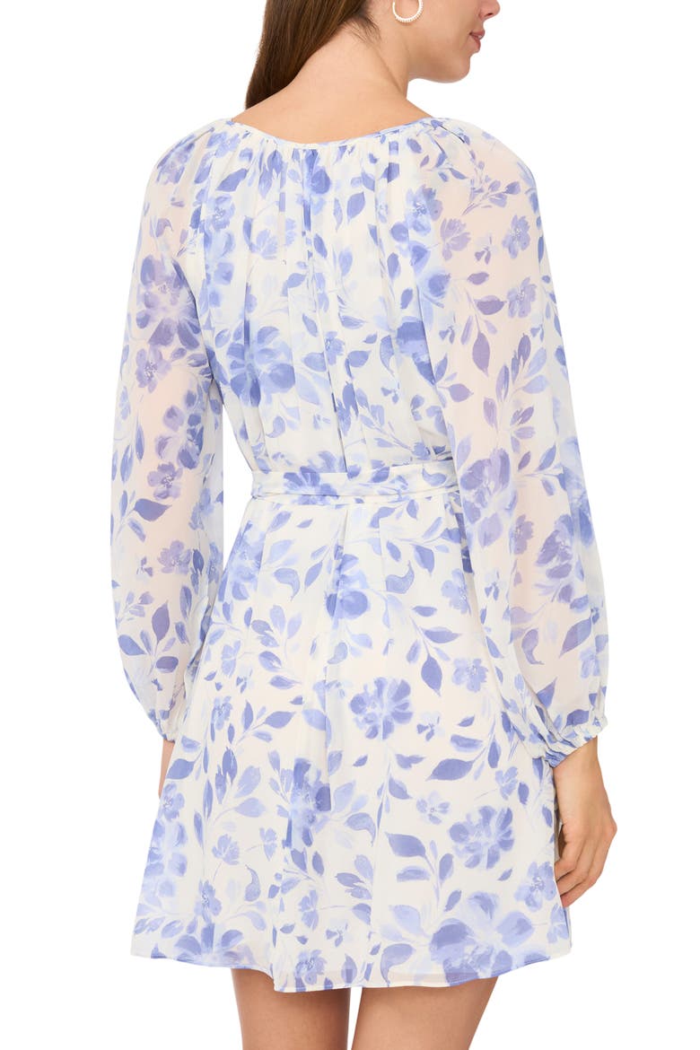 Floral Balloon Sleeve Shift Minidress, Alternate, color, NEW IVORY