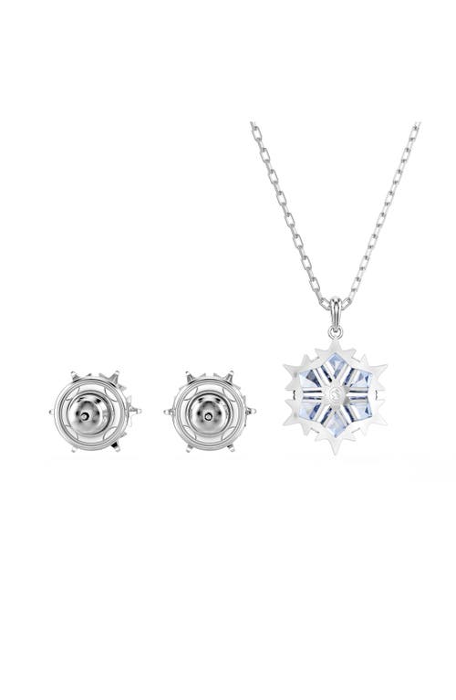 Swarovski Magic Snowflake Rhodium Plated Earring And Necklace Set In Multi