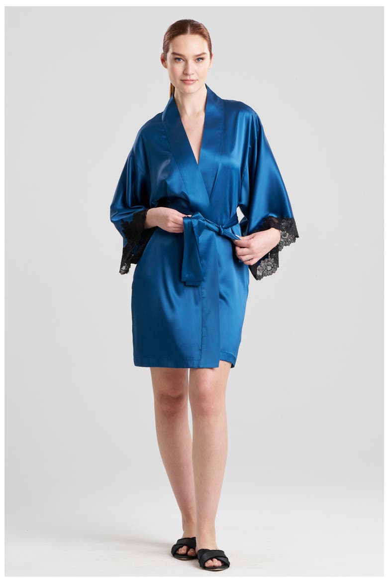 Peony Glamour Short Robe, Main, color, MIDNIGHT TEAL