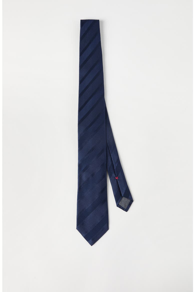 Striped silk necktie, Alternate, color, Navy Blue