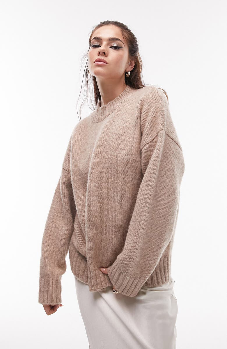 Topshop Fluffy Crewneck Sweater, Main, color,