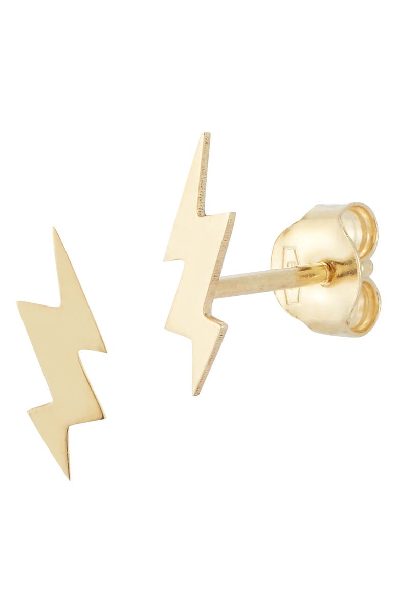 Ember Fine Jewelry 14K Yellow Gold Lightning Bolt Stud Earrings, Main, color, 