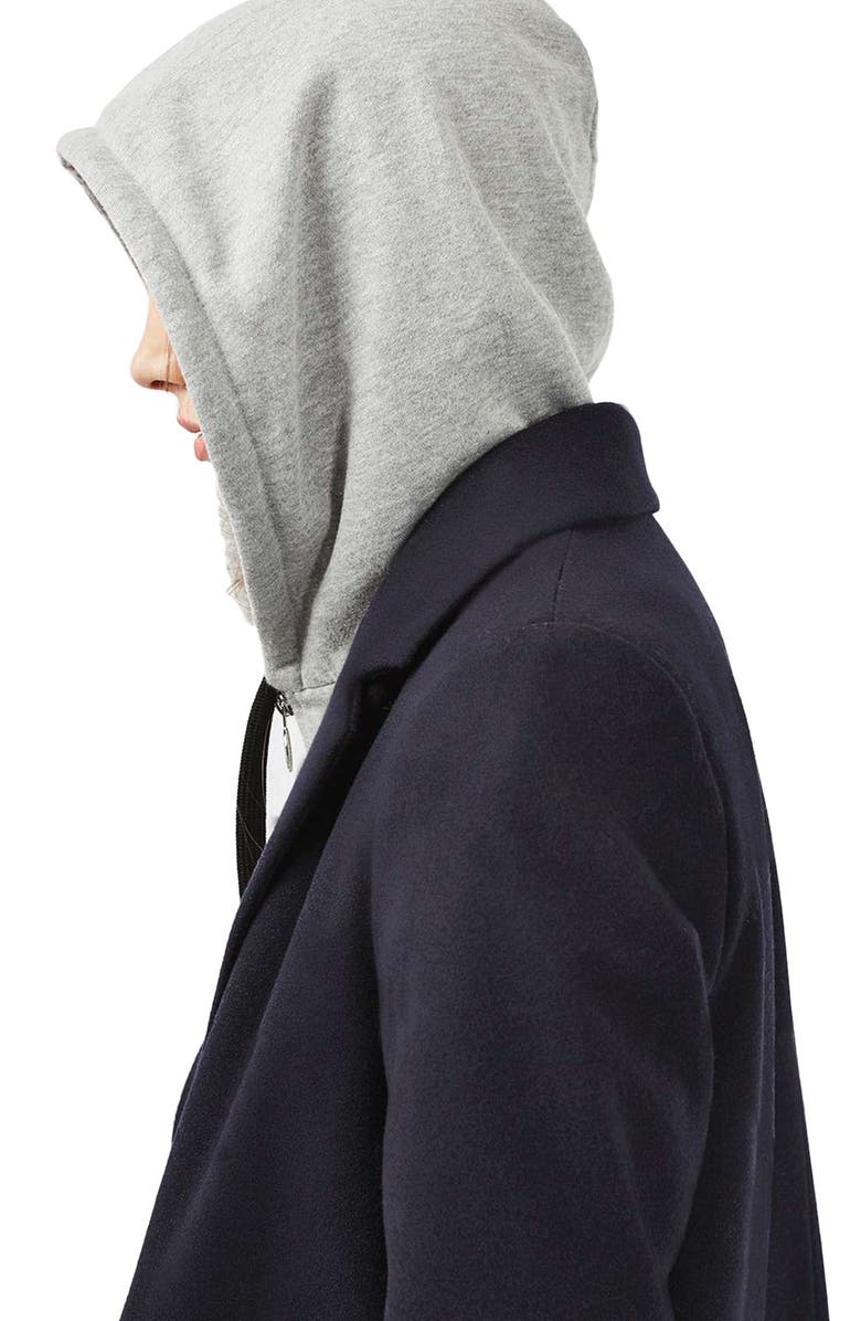 Topshop Hooded Layer Wool Blend Coat, Alternate, color, 