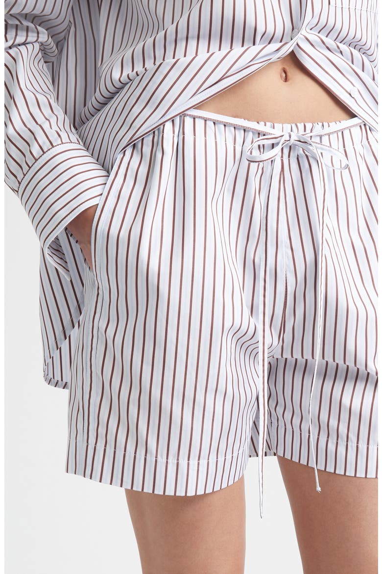 Lory Stripe Cotton Poplin Drawstring Shorts, Alternate, color, DARK RED/ LIGHT BLUE