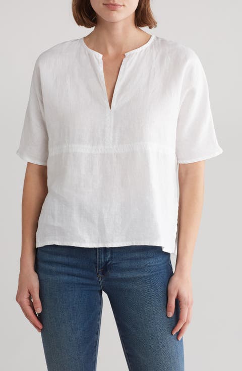Split Neck Linen Top