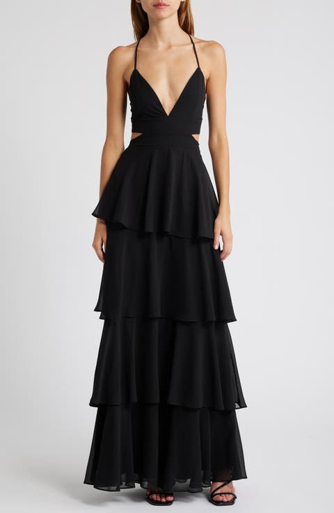 Tier & Now Waist Cutout Gown